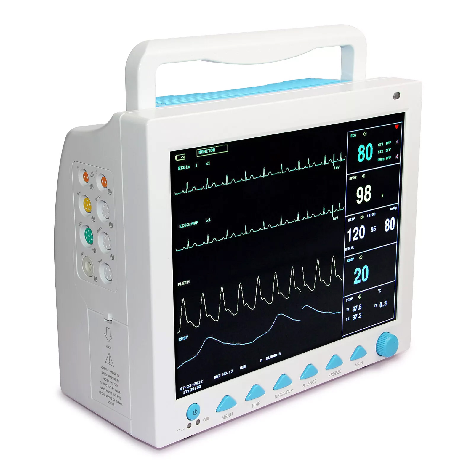 CONTEC® CMS8000 Moniteur multiparamétrique (Température, Respiration, Fréquence de pouls, NIBP, SpO2, ECG)